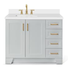 Taylor 43" Free Standing Single Basin Vanity Set with Wood Cabinet, 4 Left Side Drawers, Square Sink, and Quartz Vanity Top