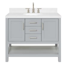 Bayhill 42" Free Standing Single Basin Vanity Set with Cabinet, Quartz Vanity Top, and Oval Sink