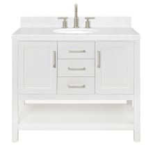 Bayhill 42" Free Standing Single Basin Vanity Set with Cabinet, Quartz Vanity Top, and Oval Sink