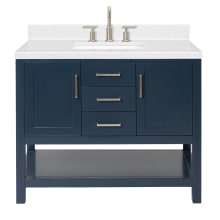 Bayhill 42" Free Standing Single Basin Vanity Set with Cabinet, Quartz Vanity Top, and Rectangular Sink