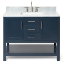 Bayhill 43" Free Standing Single Rectangular Basin Vanity Set with Cabinet and 3/4" Thick Carrara Marble Vanity Top