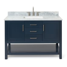 Bayhill 49" Free Standing Single Rectangular Basin Vanity Set with Cabinet and 3/4" Thick Carrara Marble Vanity Top