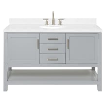 Bayhill 54" Free Standing Single Basin Vanity Set with Cabinet, Quartz Vanity Top, and Oval Sink