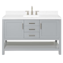 Bayhill 54" Free Standing Single Basin Vanity Set with Cabinet, Quartz Vanity Top, and Rectangular Sink