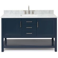 Bayhill 55" Free Standing Single Rectangular Basin Vanity Set with Cabinet and 3/4" Thick Carrara Marble Vanity Top