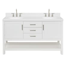 Bayhill 60" Free Standing Double Basin Vanity Set with Cabinet, Quartz Vanity Top, and Oval Sink