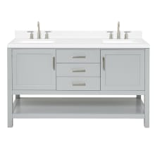 Bayhill 60" Free Standing Double Basin Vanity Set with Cabinet, Quartz Vanity Top, and Rectangular Sink