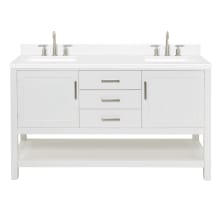 Bayhill 60" Free Standing Double Basin Vanity Set with Cabinet, Quartz Vanity Top, and Rectangular Sink