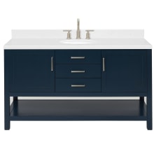 Bayhill 60" Free Standing Single Basin Vanity Set with Cabinet, Quartz Vanity Top, and Oval Sink