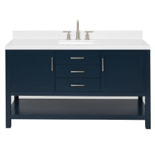 Bayhill 60" Free Standing Single Basin Vanity Set with Cabinet, Quartz Vanity Top, and Rectangular Sink