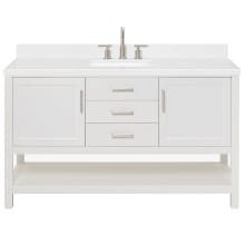 Bayhill 60" Free Standing Single Basin Vanity Set with Cabinet, Quartz Vanity Top, and Rectangular Sink