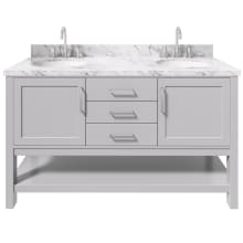 Bayhill 61" Free Standing Double Basin Vanity Set with Cabinet and Marble Vanity Top