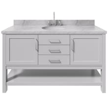 Bayhill 61" Free Standing Single Basin Vanity Set with Cabinet and Marble Vanity Top
