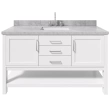 Bayhill 61" Free Standing Single Basin Vanity Set with Cabinet and Marble Vanity Top