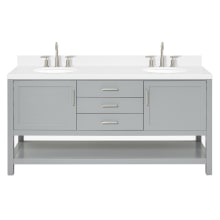 Bayhill 72" Free Standing Double Basin Vanity Set with Cabinet, Quartz Vanity Top, and Oval Sink
