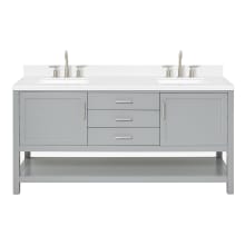 Bayhill 72" Free Standing Double Basin Vanity Set with Cabinet, Quartz Vanity Top, and Rectangular Sink