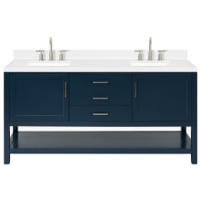 Bayhill 72" Free Standing Double Basin Vanity Set with Cabinet, Quartz Vanity Top, and Rectangular Sink