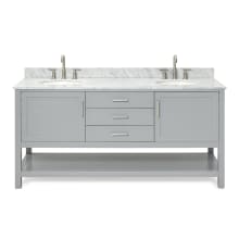 Bayhill 73" Free Standing Double Basin Vanity Set with Cabinet and Marble Vanity Top