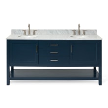Bayhill 73" Free Standing Double Basin Vanity Set with Cabinet and Marble Vanity Top