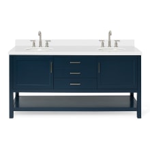 Bayhill 73" Free Standing Double Basin Vanity Set with Cabinet and Quartz Vanity Top