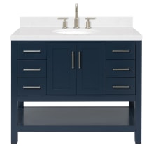 Magnolia 42" Free Standing Single Basin Vanity Set with Cabinet, Quartz Vanity Top, and Oval Sink