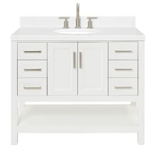 Magnolia 42" Free Standing Single Basin Vanity Set with Cabinet, Quartz Vanity Top, and Oval Sink