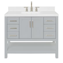 Magnolia 42" Free Standing Single Basin Vanity Set with Cabinet, Quartz Vanity Top, and Rectangular Sink