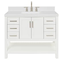 Magnolia 42" Free Standing Single Basin Vanity Set with Cabinet, Quartz Vanity Top, and Rectangular Sink