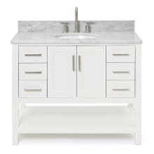 Magnolia 43" Free Standing Single Basin Vanity Set with Cabinet and Marble Vanity Top