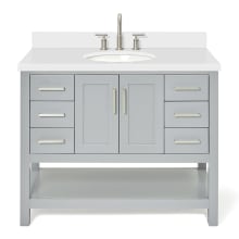 Magnolia 43" Free Standing Single Basin Vanity Set with Cabinet and Quartz Vanity Top