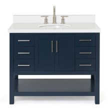 Magnolia 43" Free Standing Single Basin Vanity Set with Cabinet and Quartz Vanity Top