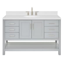Magnolia 54" Free Standing Single Basin Vanity Set with Cabinet, Quartz Vanity Top, and Oval Sink