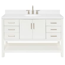 Magnolia 54" Free Standing Single Basin Vanity Set with Cabinet, Quartz Vanity Top, and Oval Sink