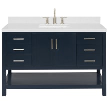 Magnolia 54" Free Standing Single Basin Vanity Set with Cabinet, Quartz Vanity Top, and Rectangular Sink