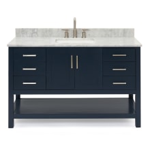 Magnolia 55" Free Standing Single Basin Vanity Set with Cabinet and Marble Vanity Top