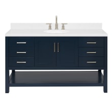 Magnolia 60" Free Standing Single Basin Vanity Set with Cabinet, Quartz Vanity Top, and Oval Sink