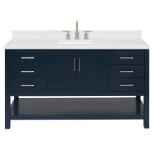 Magnolia 60" Free Standing Single Basin Vanity Set with Cabinet, Quartz Vanity Top, and Rectangular Sink