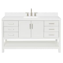 Magnolia 60" Free Standing Single Basin Vanity Set with Cabinet, Quartz Vanity Top, and Rectangular Sink