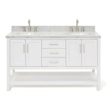 Magnolia 61" Free Standing Single Basin Vanity Set with Cabinet and Marble Vanity Top