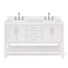 Magnolia 61" Free Standing Double Basin Vanity Set with Cabinet and Quartz Vanity Top
