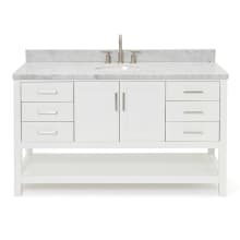 Magnolia 61" Free Standing Double Basin Vanity Set with Cabinet and Marble Vanity Top