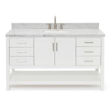 Magnolia 61" Free Standing Double Basin Vanity Set with Cabinet and Marble Vanity Top