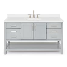 Magnolia 61" Free Standing Single Basin Vanity Set with Cabinet and Quartz Vanity Top