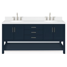 Magnolia 72" Free Standing Double Basin Vanity Set with Cabinet, Quartz Vanity Top, and Oval Sink
