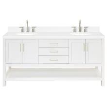 Magnolia 72" Free Standing Double Basin Vanity Set with Cabinet, Quartz Vanity Top, and Oval Sink