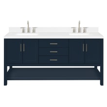 Magnolia 72" Free Standing Double Basin Vanity Set with Cabinet, Quartz Vanity Top, and Rectangular Sink