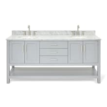 Magnolia 73" Free Standing Double Basin Vanity Set with Cabinet and Marble Vanity Top
