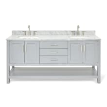 Magnolia 73" Free Standing Double Basin Vanity Set with Cabinet and Marble Vanity Top