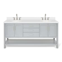 Magnolia 73" Free Standing Double Basin Vanity Set with Cabinet and Quartz Vanity Top