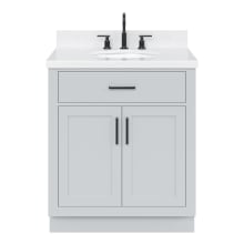 Hepburn 30" Free Standing Single Basin Vanity Set with Cabinet, Quartz Vanity Top, and Oval Bathroom Sink
